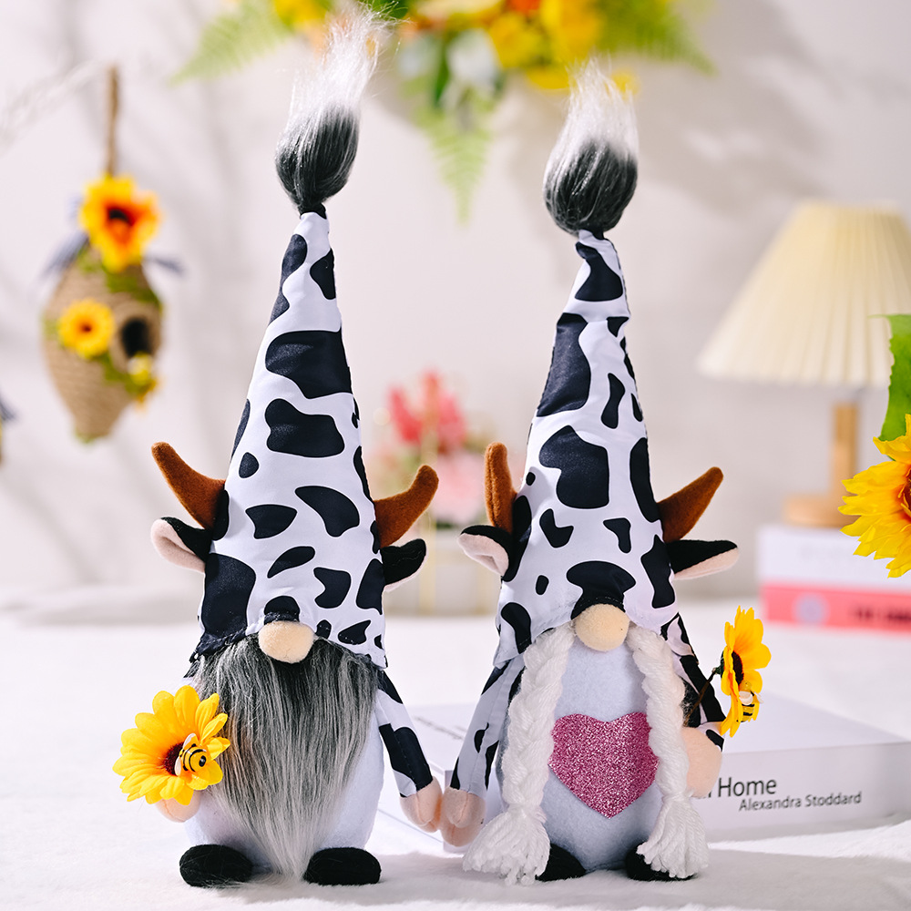 Haobei New Cross-Border Bee Festival Faceless Doll 1PC Plush Figure Toy Harvest Season Ornament Cow Helianthus Annuus Bee Day